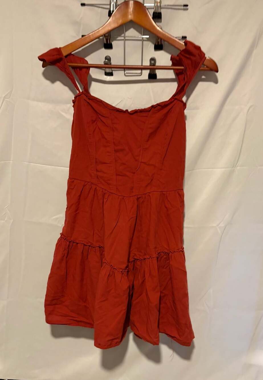 Max + Ash Red Tiered Ruffle Dress